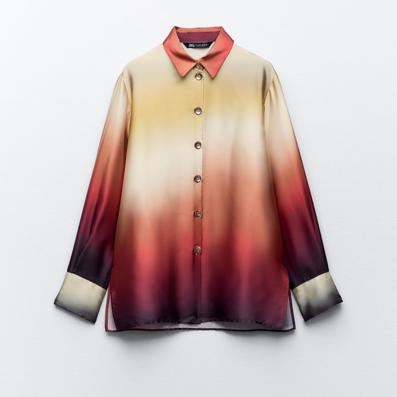 Zara Tops - ZARA SATIN EFFECT TIE DYE SHIRT
